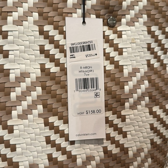 Calvin Klein Brown and White Woven Tote Bag NWT - Picture 9 of 16